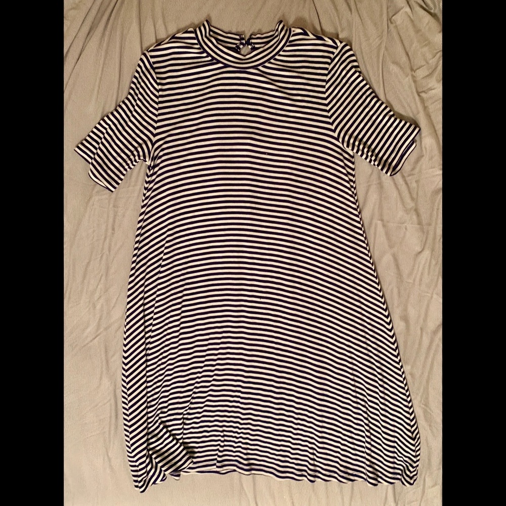 Striped Mock Neck Dress